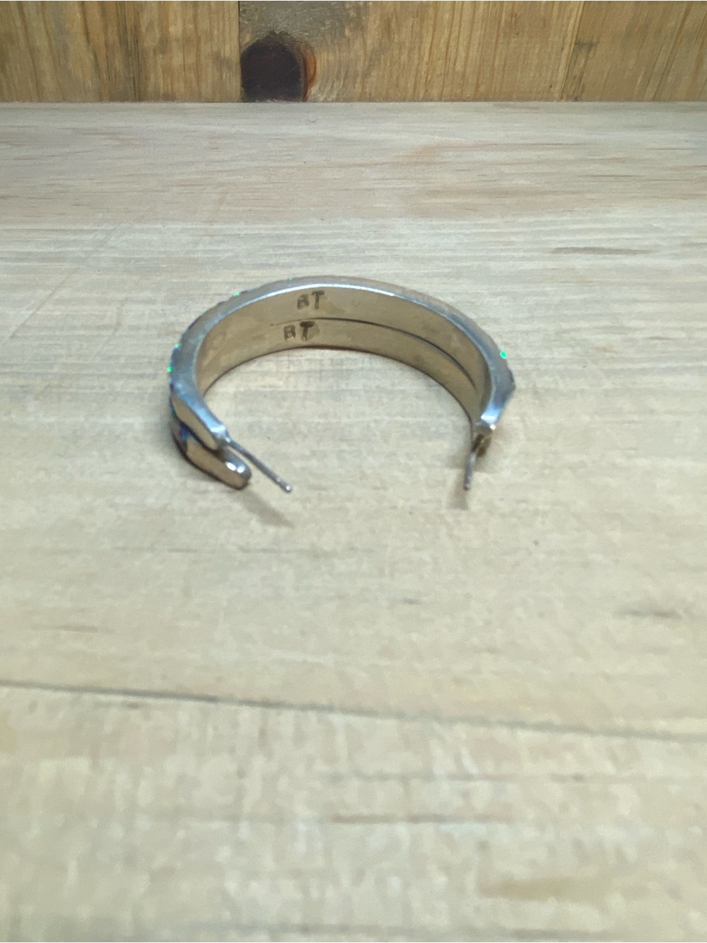 Zuni Hoop Earrings Jewelry Native American Opal Sterling Silver Indigenous Inlay - Picture 9 of 11
